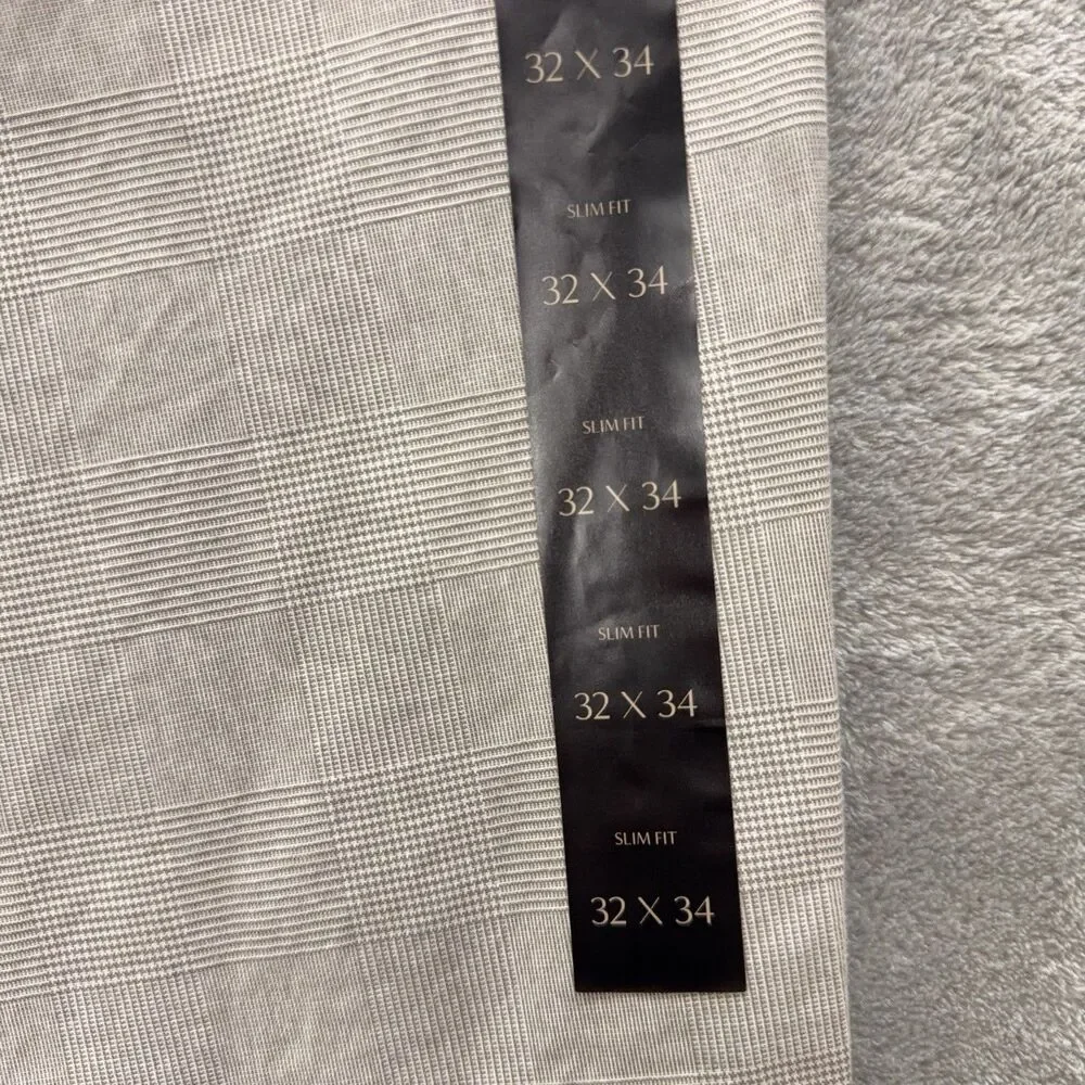 NWT Banana Republic Pants Men 32x34 Grey Plaid Slim Stretch Chino Khaki Golf